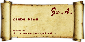Zsebe Alma névjegykártya